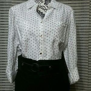100% Linen Charter Club Polka Dot Shirt
